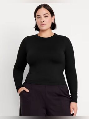 3 pack Old Navy Exhale Seamless Fitted Rib long sleeve black, grey and nude 2XL